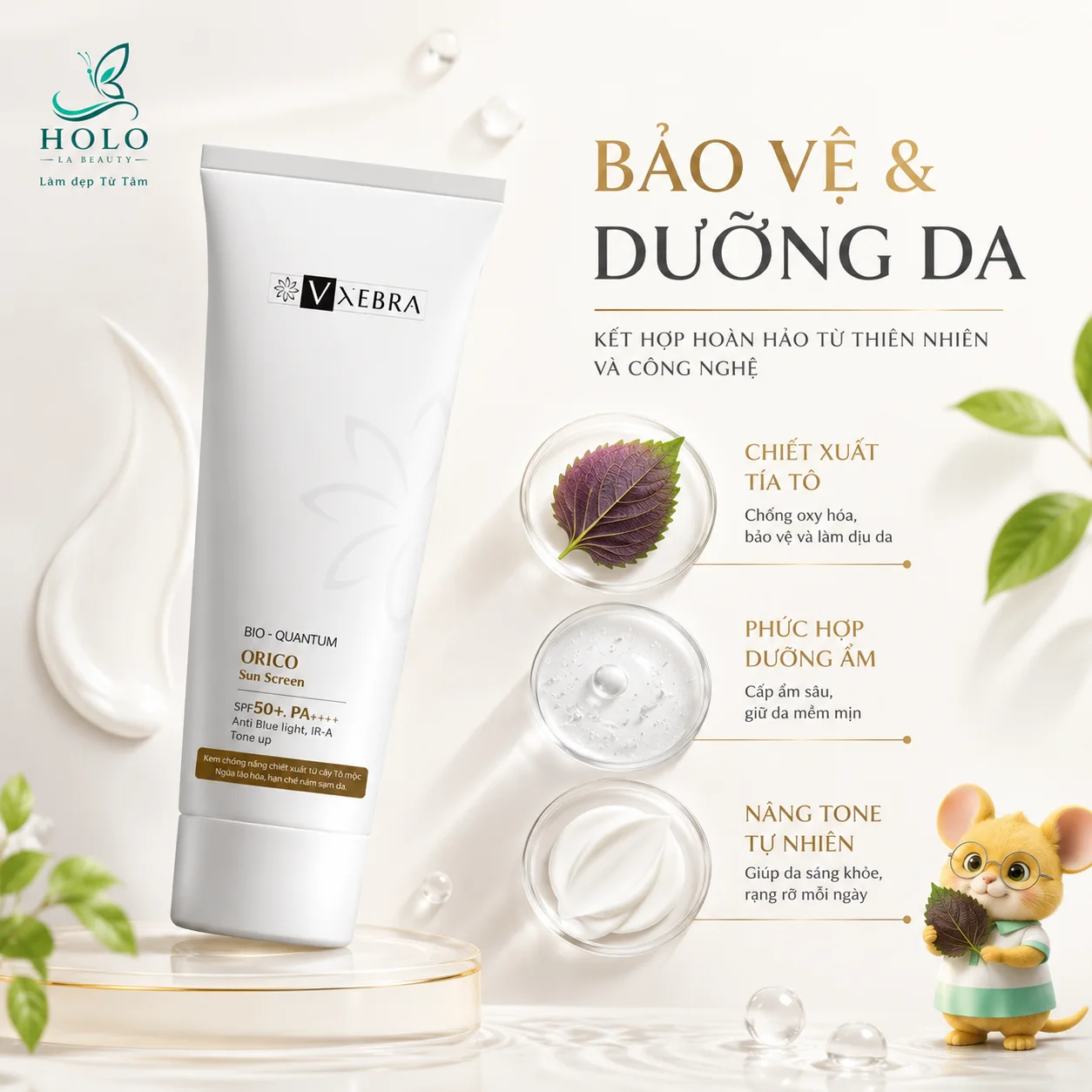 🌿 KEM CHỐNG NẮNG VXEBRA ORICO SPF50+ PA++++ – BẢO VỆ DA TOÀN DIỆN, NÂNG TONE NHẸ 🌿