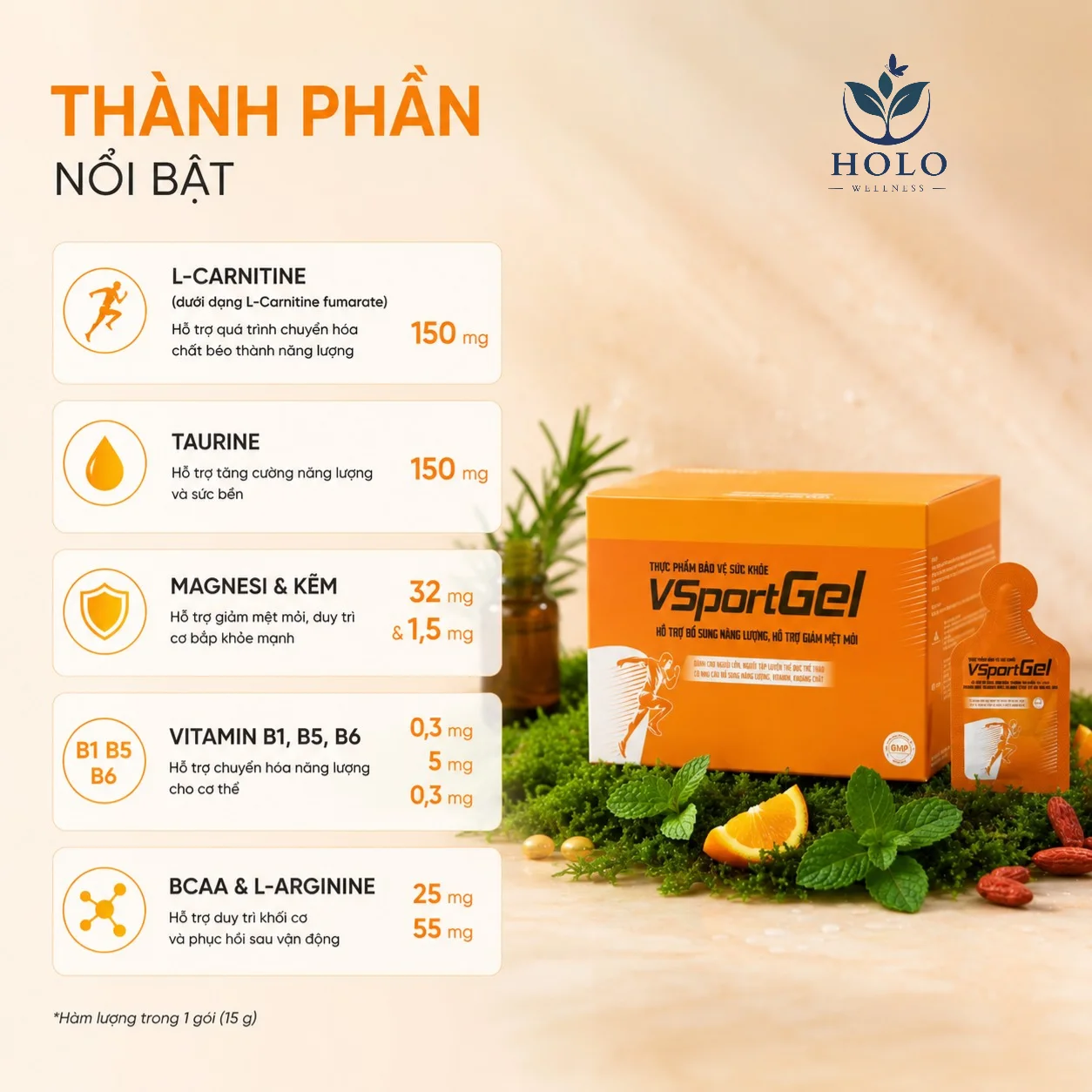 GEL NĂNG LƯỢNG VSPORTGEL – BỨT PHÁ GIỚI HẠN, ĐÁNH TAN MỆT MỎI (Hộp 50 gói)