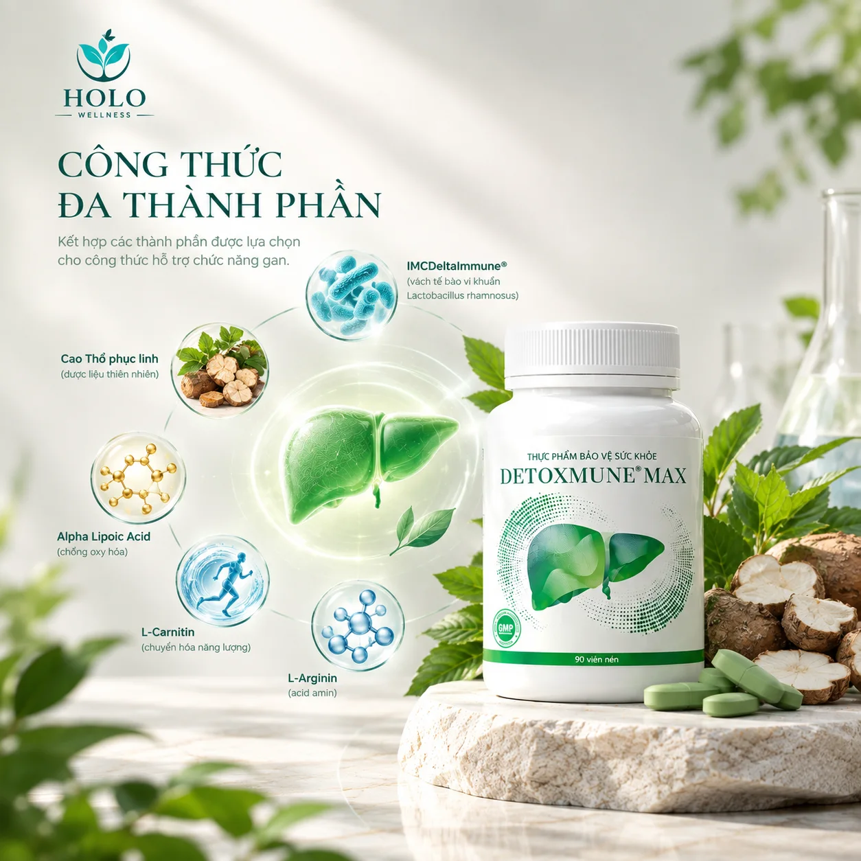 THỰC PHẨM BẢO VỆ SỨC KHỎE DETOXMUNE MAX – GIẢI ĐỘC GAN, TĂNG CƯỜNG ĐỀ KHÁNG (Hộp 30 Viên)