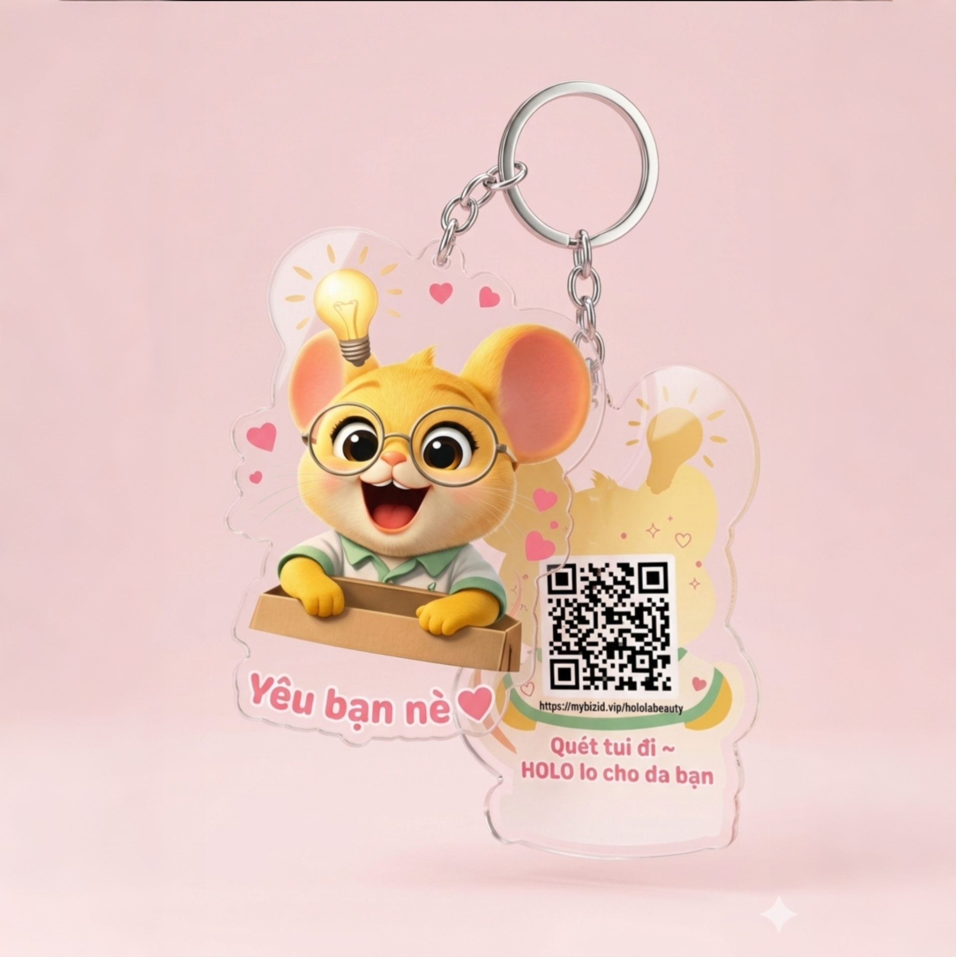 [QUÀ TẶNG KHÔNG BÁN] MÓC KHÓA ACRYLIC HOLO LA BEAUTY – "YÊU BẠN NÈ" 💖